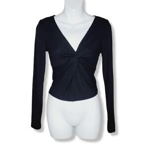 Hippie Rose Black V-neck Long Sleeve Top Size M